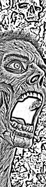 Free colorable bookmarks of a screaming zombie